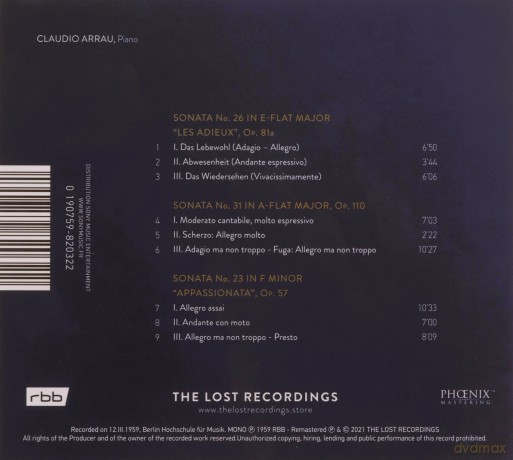 Claudio Arrau: Ludwig van Beethoven: The Unreleased Beethoven Recital 1959 [CD]