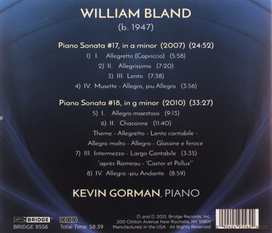 Kevin Gorman: William Bland: Piano Sonatas [CD]