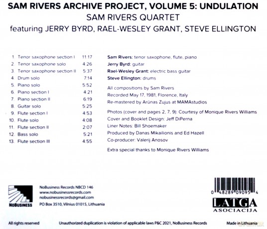 Sam Rivers Quartet: Undulation - Archive series. Volume 5 [CD]