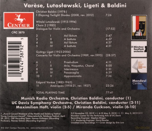 Christian Baldini: Varese, Ligeti, Lutoslawski, and Baldini [CD]