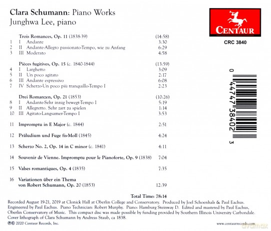 Junghwa Lee: Clara Schumann: Piano Works [CD]