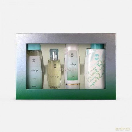 Ajmal Raindrops - EDP 50 ml + body lotion 100 ml + shower gel 200 ml + powder 100 g for women