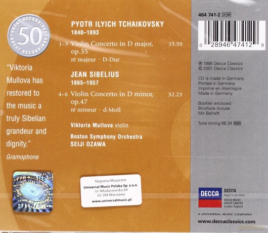 50 Philips: Tchaikovsky, Sibelius: Violin Concertos [CD]