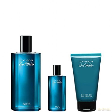 Davidoff Cool Water Man - EDT 75 ml + shower gel 50 ml + EDT 15 ml for men