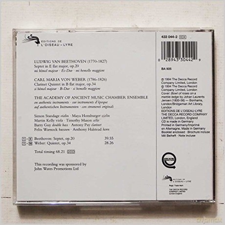 Aam Chamber Ensemble: Beethoven Septet/Weber Clarinet Quintet [CD]