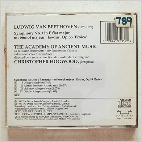 Aam Hogwood: Beet:3 Es \'Eroica\' [CD]