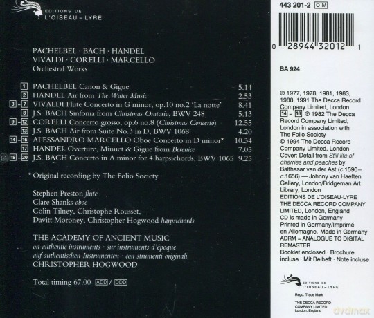 Aam/Hogwood: Pachelbel: Canon + [CD]