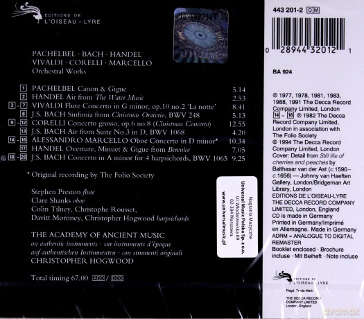 Aam/Hogwood: Pachelbel: Canon + [CD]