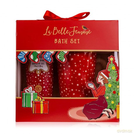 Accentra Bath care gift set with La Belle Femme Noel mug