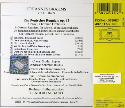 Abbado: Brahms: Deutsches Requiem [CD]