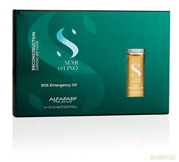 Alfaparf Milano Semi di Lino Reconstruction Regenerating Oil for Damaged Hair (SOS Emergency Oil) 6 x 13 ml