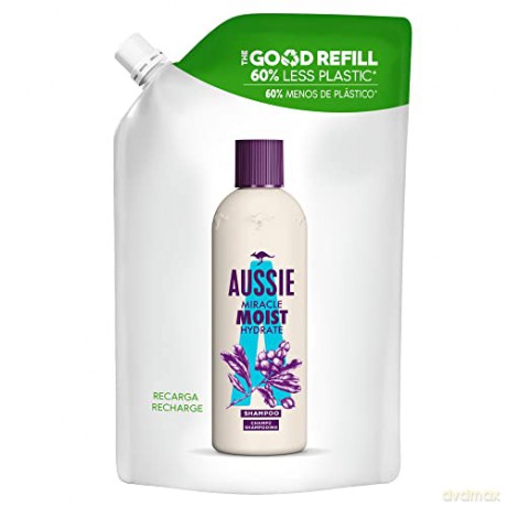 Aussie Miracle Moist Moisturizing Shampoo for Dry and Damaged Hair (Shampoo) - Volume: 480 ml - refill