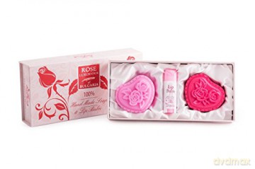 BioFresh Gift set of 2 glycerin soaps and lip balm with rose water Rose of Bulgaria