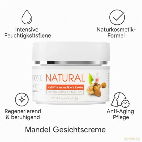 Bione Cosmetics Nourishing almond cream for very dry and sensitive skin Natura l 51 ml