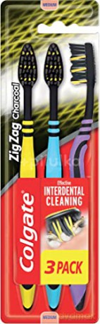 Colgate Black toothbrush Zig Zag Charcoal 3 pcs