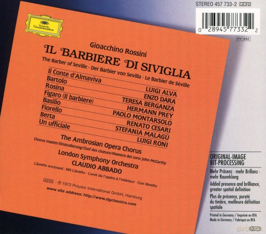 Abbado/Berganza/Alva: Rossini'il Barbiere Di Siviglia' [2CD]
