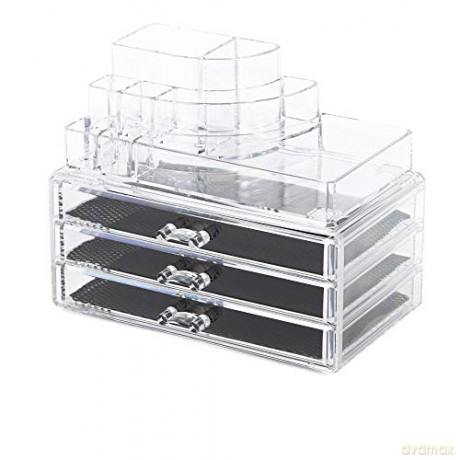 Compactor Large organizer for cosmetics Compactor 3 drawers, upper storage space - clear plastic