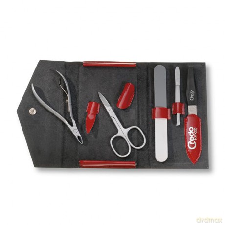 Credo Solingen Luxurious 5-piece manicure in a red leatherette case