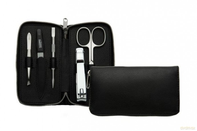 DuKaS Black Manicure Set for Men Zipper 6 Piece Premium Line
