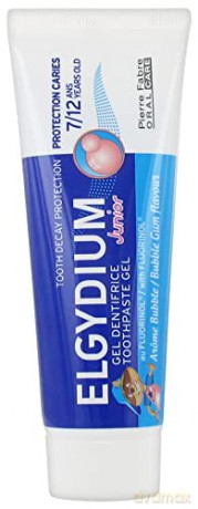 ELGYDIUM Gel toothpaste with fluorinol and chewing gum flavor for children 7-12 years Junior 50 ml