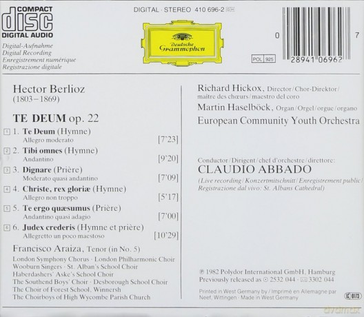 Abbado: Berlioz:Te Deum [CD]