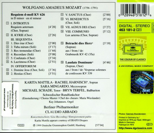 Abbado: Mozart: Requiem [CD]