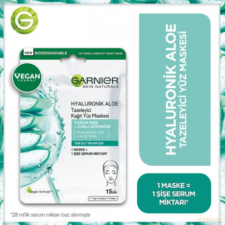 Garnier Textile face mask with aloe vera Hyaluronic Aloe (Serum Tissue Mask) 28 g
