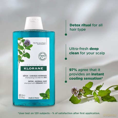 Klorane Anti Pollution Detox Shampoo With Aquatic Mint - Volume: 400 ml