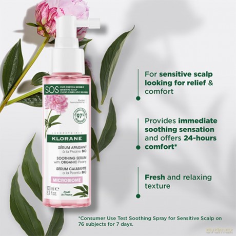 Klorane Soothing serum for sensitive and irritated scalp Peony (SOS Serum) 65 ml