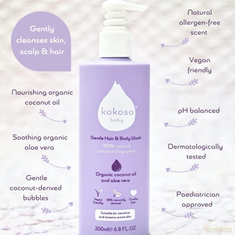 Kokoso Baby Gentle baby wash gel for body and hair with perfume (Gentle Baby Wash) 200 ml