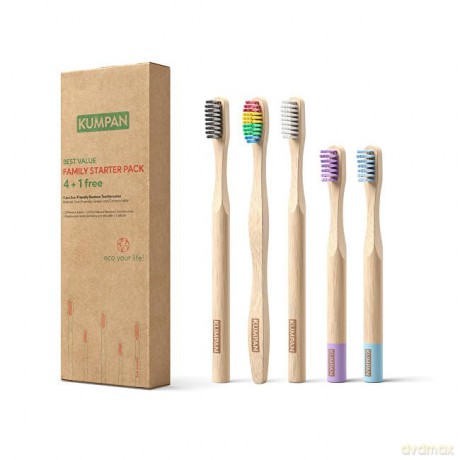 KUMPAN Family pack of bamboo brushes 4 + 1