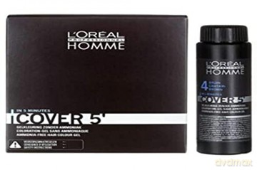 L´Oréal Professionnel Gel hair color for men Homme Cover 5 3 x 50 mL - Shade: 4 Medium Brown