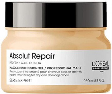 L´Oréal Professionnel Serie Expert Absolut Repair Gold Quinoa + Protein Intensive Regenerating Mask for Damaged Hair (Instant Resurfacing Mask) - Volume: 250 ml
