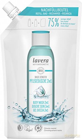 Lavera Shower gel for body and hair with a neutral natural fragrance for dry and sensitive skin 2 in Basis Sensitiv - refill 500 ml