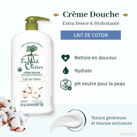 Le Petit Olivier Delicate Shower Cream Cotton Cream (Shower Cream) 750 ml