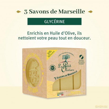 Le Petit Olivier Marseille Soap with (Marseille Soaps) 3 x 100 g
