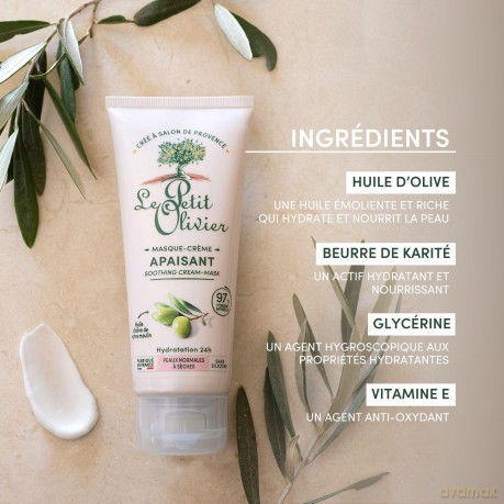Le Petit Olivier Moisturizing facial mask with olive oil and rose water 75 ml