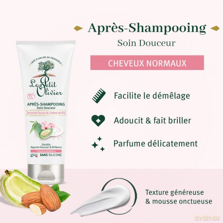 Le Petit Olivier Softening conditioner for normal hair, almond milk and rice cream (Conditioner) 200 ml
