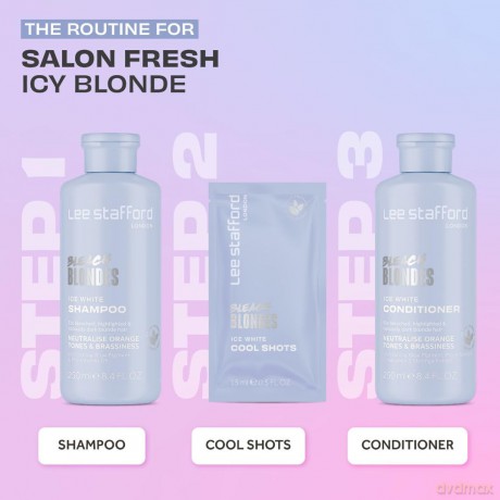 Lee Stafford Bleach Blonde Hair Treatment with Ice White (Cool Shots) 4 x 15 ml