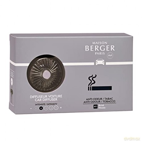 Maison Berger Paris Gift set of car diffuser black + Antiodour tobacco refill
