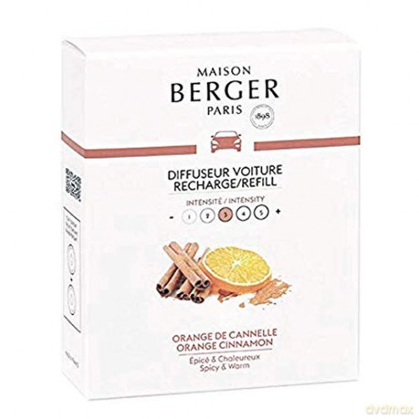 Maison Berger Paris Replacement refill for car diffuser Orange and Cinnamon Orange Cinnamon (Car Diffuser Recharge/Refill) 2 pcs