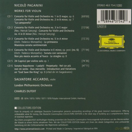 Accardo Lpo Dutiot: Plays Paganini [6CD]