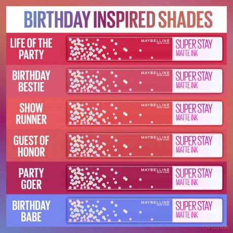 Maybelline SuperStay Matte Ink Birthday Edition 5 ml long-lasting matt liquid lipstick - Shade: 400 Show Runner