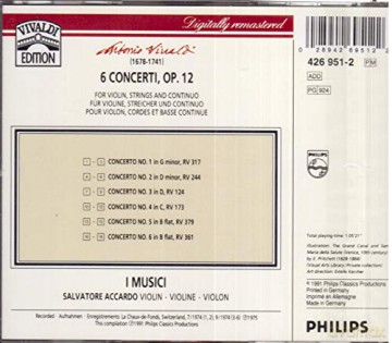 Accardo/I Musici: Vivaldi:6 Concerti Op.12 [CD]
