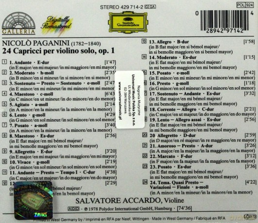 Accardo: Paganini:24 Capricci [CD]