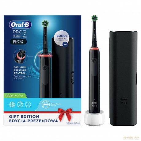 Oral B Electric toothbrush Pro3 3500 Black CrossAction with travel case