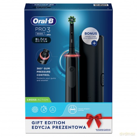 Oral B Electric toothbrush Pro3 3500 Black CrossAction with travel case