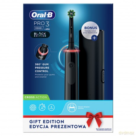 Oral B Electric toothbrush Pro3 3500 Black CrossAction with travel case