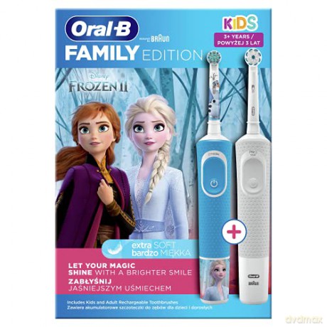 Oral B Electric toothbrush set Vitality D100 Sensitiv e White + D100 Frozen Family pack
