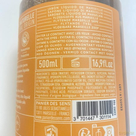 Panier des Sens Regenerating Honey liquid soap (Liquid Marseille Soap) 500 ml